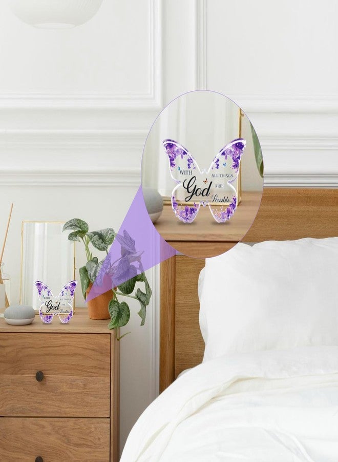 Kifmurase Purple Butterfly Acrylic Office Desk Decor for Women Desk Decoration Accessories Inspirational Purple Birthday Gifts for Women Home Table Decoration - Image 5